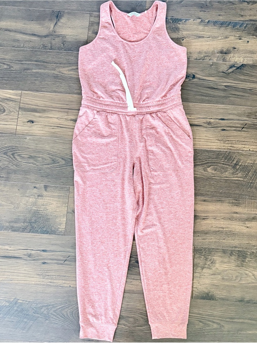 Alpine Design Women's Medium Heathered Pink Drawstring Sleeveless Jumpsuit